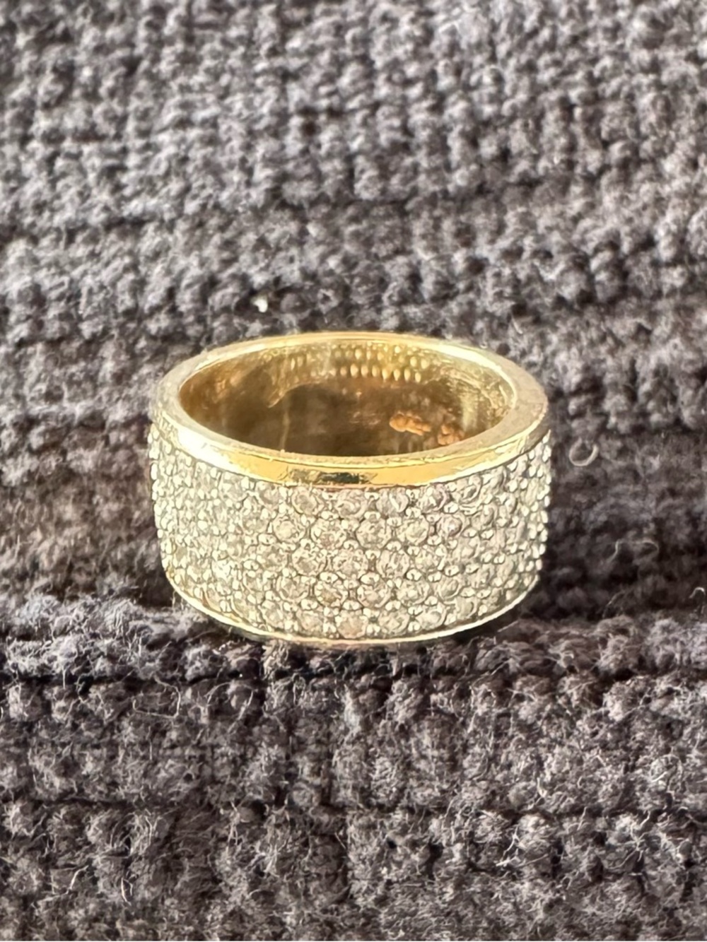 (SOLD) Vintage Solid Yellow Gold Pave CZ Ring  Size 6 1/4   (8 grams)